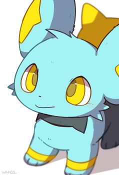 animal_focus closed_mouth gen_4_pokemon highres inukami_hikari nintendo no_humans pokemon pokemon_(creature) pokemon_focus shinx signature simple_background smile white_background yellow_eyes