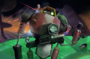 1boy after_battle arm_cannon armor assault_visor battle bird commentary damaged duel e-102_gamma egg_carrier energy_beam energy_cannon english_commentary firing flying gameplay_mechanics heads-up_display helmet highres laser mecha missile no_humans non-humanoid_robot power_armor power_suit_(metroid) robot scene_reference science_fiction sngpso sonic_(series) sonic_adventure spacecraft thrusters user_interface varia_suit weapon wire