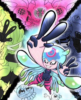 Rule 34 | amphimon, android, armor, digimon, digimon (creature), diving suit, full armor, gynoid, highres, jellyfish girl, jellymon, mask, mecha girl, monster girl, no eyes, puyomon, puyoyomon, robot girl, tentacle hair, tentacles, teslajellymon, thetismon