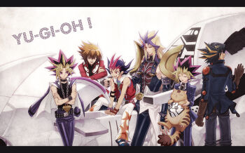 6+boys bad_id bad_pixiv_id black_hair blonde_hair blue_eyes brown_eyes brown_hair cat detached_sleeves colored_bangs elbow_gloves fudo_yusei gloves jewelry letterboxed long_hair male_focus millennium_puzzle multicolored_hair multiple_boys muto_yugi necklace osiris_red_uniform paradox_(yu-gi-oh!) pendant pharaoh_(cat) school_uniform short_hair smile tattoo tea_(retroz) tsukumo_yuma yami_yugi yu-gi-oh! yu-gi-oh!_3d_bonds_beyond_time yu-gi-oh!_5d&#039;s yu-gi-oh!_duel_monsters yu-gi-oh!_gx yu-gi-oh!_zexal yuu-gi-ou yuu-gi-ou_zexal yuki_judai