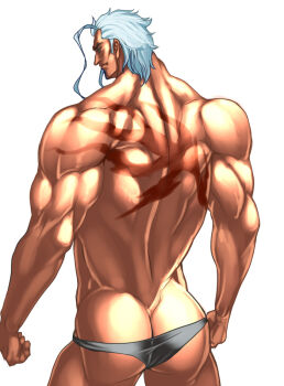 Rule 34 | 1boy, bara, male focus, muscular, rabbit (pixiv744412), topless male, silver hair, solo, tagme, underwear