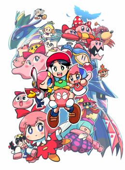 6+girls :&gt; :3 adeleine angel_(kirby) animal_ears armor beret bird black_dress black_hair blonde_hair blue_bow blue_bowtie blue_eyes blue_hair blue_legwear blush blush_stickers bouncy_(kirby) bouncy_sis_(kirby) bow bowtie boxy_(kirby) braid broom broom_riding brown_footwear buttons chuchu_(kirby) claycia closed_eyes commentary_request crown drawcia dress dyna_blade elline_(kirby) fairy_wings feathers female_gooey_(kirby) fish flower flower_on_head glasses goggles green_dress green_eyes grey_hair hair_bow hair_flower hair_ornament hair_over_eyes hair_ribbon halo hands_in_opposite_sleeves hat hat_bow highres iron_mam keke_(kirby) kirby&#039;s_dream_land_2 kirby&#039;s_dream_land_3 kirby:_planet_robobot kirby:_triple_deluxe kirby_(series) kirby_64 kirby_and_the_rainbow_curse kirby:_canvas_curse kirby:_squeak_squad lalala_(kirby) long_sleeves looking_at_viewer mine_(kirby) mrs._moley multicolored_hair multiple_girls nintendo nyupun_(kirby) one_eye_closed open_mouth orange_hair pac-man_eyes paintra pick_(kirby) pink_bow pink_hair pink_scarf pitch_mama polearm polka_dot polka_dot_bow purple_hat queen_sectonia rariatto_(ganguri) rayman_limbs red_bow red_dress red_hat red_ribbon ribbon ribbon_(kirby) ripple_star_queen round_eyewear scarf shiro_(kirby) shoes simple_background sleeves_past_wrists smile spear susie_(kirby) tress_ribbon twin_braids weapon white_background white_dress white_wings wings witch_hat yariko_(kirby) yellow_bow yellow_eyes yellow_shoes