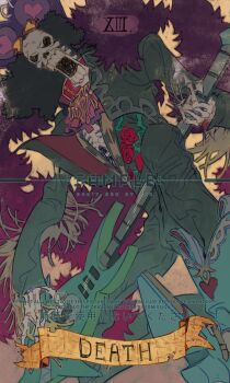 1boy afro ascot black_hair brook_(one_piece) commentary eyewear_on_head feather_boa guitar high_heels highres holding holding_guitar holding_instrument instrument looking_at_viewer male_focus one_piece open_mouth pointy_shoes shoes siyangou49 skeleton solo