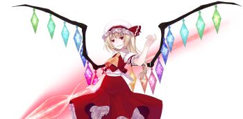 Rule 34 | 1girl, ascot, back bow, blonde hair, bow, center frills, collared shirt, commentary request, cowboy shot, cropped vest, crote, crystal wings, flandre scarlet, frilled shirt collar, frilled skirt, frilled sleeves, frills, hand up, hat, hat ribbon, highres, holding, large variant set, layered skirt, long hair, long skirt, looking at viewer, mob cap, puffy short sleeves, puffy sleeves, red eyes, red ribbon, red skirt, red vest, ribbon, shirt, short sleeves, side ponytail, skirt, sleeve ribbon, slit pupils, solo, tachi-e, touhou, transparent background, variant set, vest, white bow, white hat, white shirt, wing collar, wings, yellow ascot