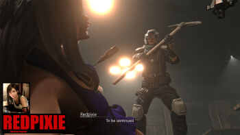 1boy 1girl blender_(medium) blood guro highres pikaxe pixiv_username screwdriver tagme tifa_lockhart tifa_lockhart_(refined_dress) torture what