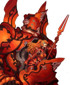 1girl armor bodysuit eva_02 evangelion_(mecha) full_armor highres long_hair mecha_pilot_suit multicolored_bodysuit neon_genesis_evangelion nrcgray orange_bodysuit orange_hair plugsuit_(evangelion) red_bodysuit souryuu_asuka_langley