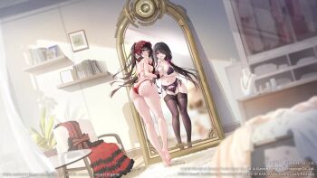 1girl animated ass azur_lane bikini black_bra black_garter_belt black_garter_straps black_hair black_panties black_thighhighs bouncing_ass bouncing_breasts bra breasts butt_crack cleavage clock_eyes curvy date_a_live different_reflection english_text from_behind garter_belt garter_straps hair_over_one_eye heart heterochromia highres huge_ass indoors large_breasts lingerie long_hair looking_at_viewer looking_back mirror multiple_expressions navel official_art panties parted_lips promotional_art red_bikini red_eyes reflection side-tie_bikini_bottom smile stomach swimsuit symbol-shaped_pupils tagme thick_thighs thighhighs thighs tokisaki_kurumi underwear underwear_only very_long_hair video wide_hips