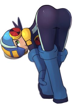 1boy ass bal09853549800 blush bodysuit highres mega_man_(series) mega_man_battle_network megaman.exe