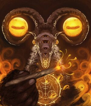 Rule 34 | 1boy, animal ears, cigarette, colored sclera, dilated pupils, disembodied eye, drugs, elden ring, elden ring nightreign, extra eyes, goat, goat ears, goat horns, great rune (elden ring), holding, holding cigarette, holding joint, horizontal pupils, horn ornament, horn ring, horns, incoming gift, joint (drug), libra (elden ring), looking at viewer, marijuana, meme, monster, quieres? (meme), smoke, smoking, solo, stoned, thefearmaster, very big eyes, yellow eyes, yellow sclera, yellow smoke