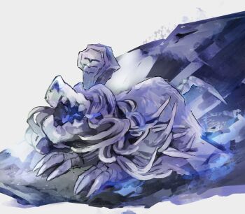 Rule 34 | absurdres, claws, commentary request, full body, hair over eyes, highres, houndstone, kanami (bprod), nintendo, no humans, open mouth, pokemon, pokemon (creature), pokemon focus, solo, tombstone