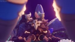 1girl 3d animated ass blue_hair bouncing_breasts breast_hold breasts claymore_(sword) cowgirl_position cum eula_(genshin_impact) genshin_impact girl_on_top hilichurl_(genshin_impact) huge_penis inflation interspecies large_penis medium_breasts moaning monster_sex penis rubbing sex size_difference sound stomach_bulge straddling sword tagme vaginal vicineko video weapon yellow_eyes