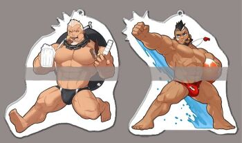 Rule 34 | 1boy, abs, armpits, bandaid, bandaid on cheek, bandaid on face, bara, bare pectorals, beard, black hair, black male swimwear, bulge, chain, chain necklace, cyphers, damian doyle (cyphers), dark-skinned male, dark skin, eating, facial hair, gomtang, jewelry, large pectorals, lifeguard, male focus, male pubic hair, male swimwear, mature male, mohawk, muscular, muscular male, navel, navel hair, necklace, nipples, pectoral cleavage, pectorals, pubic hair, red male swimwear, sample watermark, short hair, sideburns, sidepec, solo, stomach, stubble, swim briefs, thick thighs, thighs, third-party source, watermark