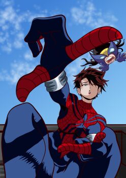 Rule 34 | 2girls, absurdres, arthropod girl, black hair, brown hair, green eyes, highres, insect girl, laura kinney, long hair, marvel, mayday parker, multiple girls, non-web source, piercing, short hair, spider-man, spider-man (series), spider girl, tomboy, wolverine (x-men)