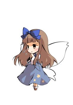 1girl blue_ribbon blue_skirt blue_vest blunt_bangs blush brown_eyes brown_hair brown_shoes chibi chibi_only commentary_request commission dairi full_body hair_ribbon large_variant_set long_hair neck_ribbon own_hands_together ribbon shoes skeb_commission skirt skirt_set socks solo star_sapphire tachi-e touhou transparent_background variant_set very_long_hair vest white_socks wide_sleeves