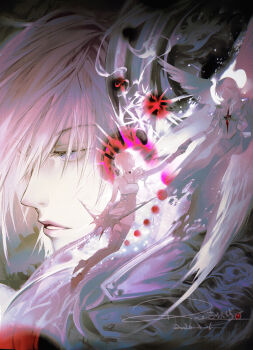 2girls absurdres angel_wings armor artist_name bow_(weapon) cape closed_eyes commentary final_fantasy final_fantasy_xiii floating highres holding holding_bow_(weapon) holding_weapon lightning_farron lightning_returns:_final_fantasy_xiii multiple_girls parted_lips ppiinnee24 serah_farron signature waist_cape weapon wings