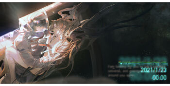 2boys absurdly_long_hair absurdres alternate_costume alternate_hair_length alternate_hairstyle alternate_universe astronaut barefoot black_eyes brown_hair carrying carrying_person closed_eyes closed_mouth commission couple dated english_text floating floating_hair gloves hair_down helmet highres holding_hands hug lan_wangji long_hair looking_at_another lying male_focus modao_zushi multiple_boys nude on_side parted_lips phsm planet second-party_source short_hair sleeping smile space space_helmet spacesuit star_(sky) timestamp very_long_hair wei_wuxian yaoi zero_gravity