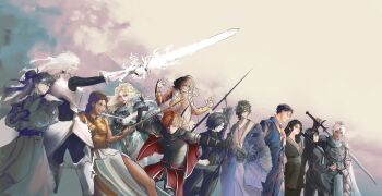 Rule 34 | 6+boys, 6+girls, absurdres, adventoftwilight, aiko (shadow slave), alyssa120, anjens, armor, artist collaboration, black hair, black robe, blonde hair, bow (weapon), braid, breastplate, breasts, brown hair, burning, cape, cassie (shadow slave), cowboy shot, crossed arms, daikidevil, dark-skinned female, dark skin, effie (shadow slave), ellieaedon, everyone, extra7, fire, hair bun, high ponytail, highres, holding, holding bow (weapon), holding polearm, holding sword, holding weapon, jet (shadow slave), jiejiepen, kai (shadow slave), l3xarts 17, lineup, logicsterrr, loincloth, long hair, mordret (shadow slave), morgan (shadow slave), multiple boys, multiple girls, nephis (shadow slave), noctis (shadow slave), okomakiako, over shoulder, pelvic curtain, polearm, ponytail, rain (shadow slave), red cape, robe, shadow slave, shoulder pads, single braid, spear, standing, sunny (shadow slave), sunphis, sword, tamar (shadow slave), tb alstar, tunic, weapon, weapon over shoulder