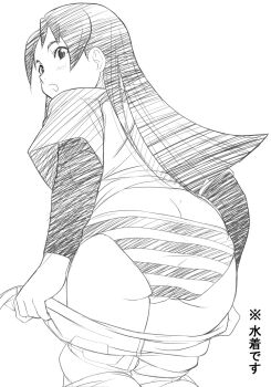 1girl ass blush butt_crack highres hinokawa_jun long_hair lori_jiimenez panties sketch striped_clothes striped_panties surprised transformers transformers_cybertron transformers_unicron_trilogy translation_request underwear undressing