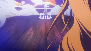 animated animated_gif anime_screenshot bikini blue_bikini breasts brown_eyes clima-tact curvy flower hair_flower hair_ornament holding holding_staff huge_breasts long_hair looking_at_viewer multicolored_bikini nami_(one_piece) navel one_piece one_piece_film:_gold orange_hair smile staff swimsuit two-tone_bikini white_bikini wide_hips