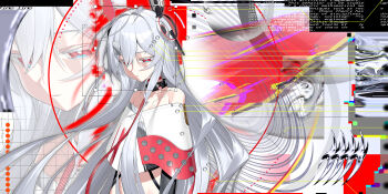 1girl absurdres bare_shoulders colored_eyelashes commentary commission english_commentary english_text highres long_hair original red_eyes signal_1120 skeb_commission solo