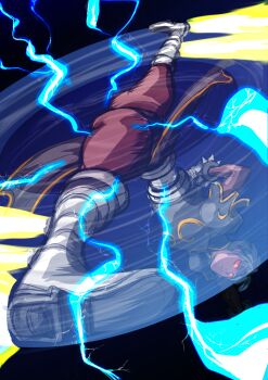 boots bracelet capcom china_dress chinese_clothes chun-li cyborg dress electricity jewelry robot_girl shadow_lady_(street_fighter) soyuz001 spiked_bracelet spikes spinning_bird_kick street_fighter upside-down white_boots