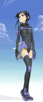 00s 1girl aesha_krishnam aisha_krishnam bindi black_boots black_gloves black_hair black_thighhighs boots breasts cloud contrail covered_navel day expressionless facial_mark female_focus forehead_mark gloves headgear leotard looking_to_the_side mecha_pilot_suit motion_slit motionslit oekaki pilot_suit red_eyes satou_atsuki shadow short_hair_with_long_locks sidelocks sky sky_girls small_breasts solo standing thigh_boots thighhighs turtleneck