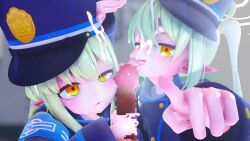 1boy 2girls 3d animated armband assertive_female audible_speech blocking blue_archive censored close-up cum cum_on_body cum_on_hair ejaculation evermilk facejob facial fellatio femdom ffm_threesome green_hair grey_background group_sex hair_between_eyes hairdressing halo hand_up handjob hat highres hikari_(blue_archive) large_penis licking licking_penis loli lolidom long_hair long_sleeves long_tongue looking_at_viewer mosaic_censoring multiple_ejaculations multiple_girls multiple_orgasms nozomi_(blue_archive) one_eye_closed oral penis pointing pointing_at_viewer post_orgasm_torture pov projectile_cum pumping sidelocks sound teeth threesome tongue video yellow_eyes