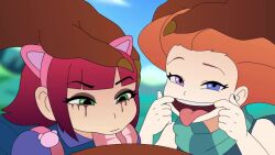 1boy 2girls animal_ears animated annie_(league_of_legends) audible_speech blue_eyes blurry blurry_background cat_ears chewing cum cum_in_mouth depth_of_field divine_wine_(vampiranhya) ears fake_animal_ears fellatio green_eyes head_grab heterochromia large_penis league_of_legends loli looking_at_viewer looping_animation makeup mouth_pull multiple_girls open_mouth oral orange_hair penis pov pov_crotch pumping purple_eyes red_hair riot_games runny_makeup scarf sound tagme teeth tongue tongue_out uncensored video zoe_(league_of_legends)