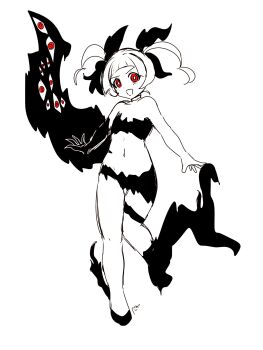 1girl digimon digimon_(creature) digimon_beatbreak loli looking_at_viewer mkz_dg oridigi original red_eyes shademon shademon_(nene_ver.) yamada_haruko