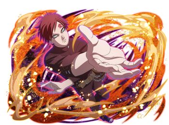 Rule 34 | 1boy, belt, boots, brown belt, forehead protector, gaara (naruto), jacket, looking at viewer, naruto (series), naruto shippuuden: ultimate ninja blazing, official art, open-toe boots, pants, red hair, red jacket, red pants, short hair, solo