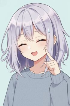 1boy alternate_costume blue_background blue_hair blue_shirt blush closed_eyes highres inuyama_tamaki isakaakasimk34 medium_hair noripro open_mouth shirt solo sweatdrop virtual_youtuber