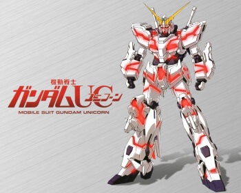 alternate_form character_name clenched_hands colored_lineart copyright_name energy genma_nobuhiko glowing green_eyes gundam gundam_unicorn machinery mecha mecha_focus mobile_suit no_humans official_art robot scan science_fiction shadow solo title unicorn_gundam v-fin