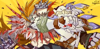 blue_eyes digimon drill highres rasenmon red_eyes sharp_nails sharp_teeth teeth weregarurumon