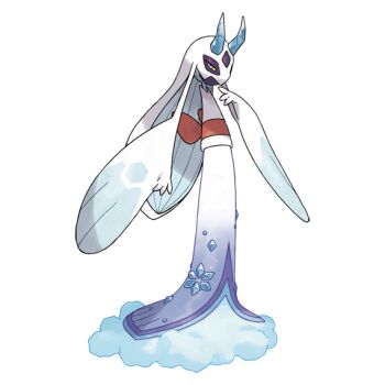 colored_sclera colored_skin froslass gen_4_pokemon ice ice_horns japanese_clothes kimono mega_froslass mega_pokemon nintendo no_humans official_art pokemon pokemon_(creature) pokemon_focus pokemon_legends:_z-a purple_hair snow third-party_source yellow_sclera