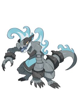 absurdres claws commentary fakemon feraligatr full_body gen_2_pokemon highres lanjiujiu nintendo no_humans open_mouth pokemon pokemon_(creature) pokemon_focus simple_background solo teeth tongue white_background yellow_eyes