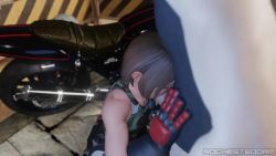 1boy 1girl 20s 3d ahoge animated annoyed artist_name belt black_gloves black_pants black_shirt bottomless breasts brown_eyes brown_hair brown_tank_top camouflage camouflage_tank_top capcom cum cum_on_body ejaculation erection excessive_cum facial fellatio foreskin gloves green_tank_top hand_on_another's_head handjob hetero justice_gakuen kazama_akira kneeling large_penis matching_hair/eyes motor_vehicle motorcycle multicolored_gloves oral padded_gloves pants penis red_gloves rochestedorm rubbing shirt short_hair sleeveless small_breasts solo_focus source_filmmaker_(medium) spikes standing street_fighter street_fighter_v tank_top toned toned_female uncensored video white_tank_top