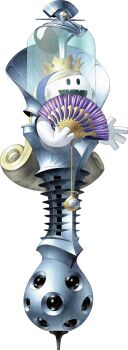 Rule 34 | 1girl, absurdres, artist request, blonde hair, crown, demon (megami tensei), fangs, hand fan, highres, holding, holding fan, official art, open mouth, queen frost, shin megami tensei, shin megami tensei devil children, smile, solo, third-party source, transparent background