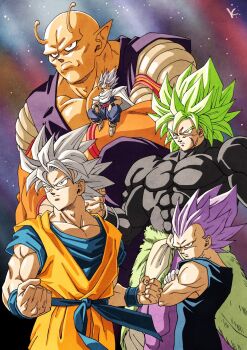 5boys antennae arm_behind_head arm_up armor bald black_bodysuit black_eyes black_hair blue_bodysuit blue_boots blue_pants bodysuit boots broly_(dragon_ball_super) clenched_hands clenched_teeth colored_skin commentary_request dougi dragon_ball dragon_ball_super dragon_ball_super_broly dragon_ball_super_super_hero giant gloves gohan_beast green_hair group_picture highres kakeru_(dbskakeru) legendary_super_saiyan male_focus medium_hair multiple_boys muscular muscular_male no_eyebrows no_pupils orange_pants orange_piccolo orange_shirt orange_skin pants pectorals piccolo pointy_ears purple_eyes purple_hair purple_pants purple_shirt red_eyes saiyan_armor scar shirt son_gohan son_goku spiked_hair standing super_saiyan teeth ultra_ego_(dragon_ball) ultra_instinct vegeta white_boots white_gloves white_hair