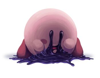 Rule 34 | 1boy, blush stickers, commentary request, full body, kirby, kirby (series), male focus, nintendo, open mouth, puddle, sakkan, slime (substance), solo