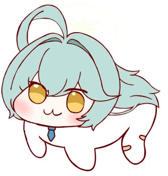 1girl ahoge bandages blue_archive blue_hair blush doro_(nikke) halo long_hair meme ponyupdaddy solo transparent_background yellow_eyes yellow_halo yume_(blue_archive)