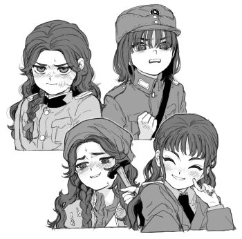 Rule 34 | 3girls, angry, blush, braid, china, china (nanimonothing), deel, hammer, hat, highres, historical event, inner mongolia, inner mongolia (nanimonothing), kuomintang, military hat, military uniform, mongolian clothes, multiple girls, multiple views, nanimonothing, original, portrait, taiwan, taiwan (nanimonothing), upper body, white background