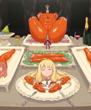 1girl ahoge blonde_hair bottle cannibalism closed_eyes completely_nude cup decapitation drinking_glass guro john0819 long_hair nipples nude parted_lips pussy solo sonia_(tales_of_crestoria) tales_of_(series) tales_of_crestoria wine_glass