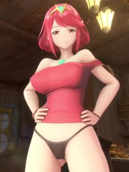 animated breasts clothes_lift eyro3dcg nipples pyra_(xenoblade) red_hair shirt_lift tagme teasing video xenoblade_chronicles_(series) xenoblade_chronicles_2