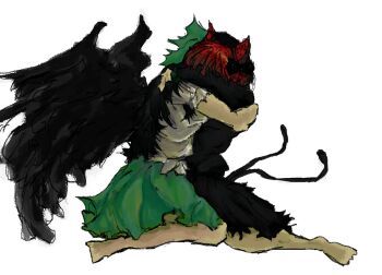 Rule 34 | 2girls, black hair, commentary, english commentary, extra ears, hug, kaenbyou rin, multiple girls, notnndoggy, red hair, reiuji utsuho, tail, touhou, wings