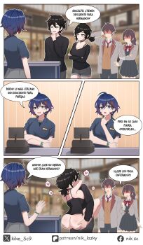 andrew_graves ashley_graves belle_(zenless_zone_zero) black_hair blue_hair bottomless brother_and_sister crop_top green_eyes incest pink_eyes short_hair siblings the_coffin_of_andy_and_leyley zenless_zone_zero