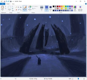1other art_program_in_frame christian_young crater elden_ring elden_ring:_shadow_of_the_erdtree full_body holding holding_sword holding_weapon light_particles limited_palette microsoft_paint_(medium) microsoft_paint_(software) muted_color outdoors painterly rain ruins scenery screencap solo standing sword tarnished_(elden_ring) weapon