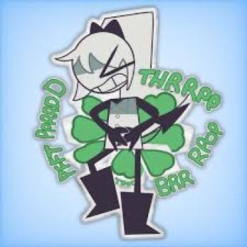 1girl blue_background chibi clenched_teeth fart fundamental_paper_education gradient_background lowres riley_(fundamental_paper_education) sound_effects source_request standing stomach tagme teeth