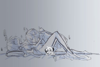 2girls alonemistrist blush censored character_censor commentary_request fingering greyscale hair_ribbon hanyuu head_on_pillow higurashi_no_naku_koro_ni incest licking licking_stomach moaning monochrome multiple_girls novelty_censor pillow ponytail ribbon siblings sisters sketch sonozaki_mion sonozaki_shion striped_clothes twincest twins yuri