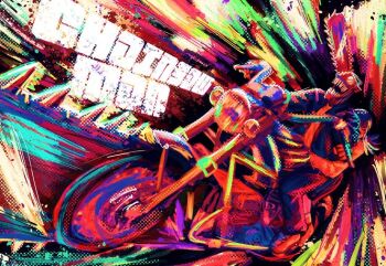 1boy 1girl alternate_form chainsaw chainsaw_man copyright_name denji_(chainsaw_man) gakuran hug mitaka_asa motor_vehicle motorcycle novuuuuuuuuuuuu on_motorcycle school_uniform sharp_teeth teeth