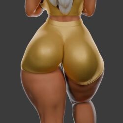 1girl 2024 3d alternate_costume animated ass ass_focus ass_shake back_cutout backboob bare_arms bare_legs blender_(medium) boku_no_hero_academia bouncing_ass breasts caught cleavage close-up clothing_cutout commentary crop_top dark-skinned_female dark_skin english_commentary female_focus grey_background hairdressing head_out_of_frame huge_ass jiggle jojomingles large_breasts looping_animation lower_body midriff mirko own_hands_together ponytail pov purple_hair shirt short_hair shorts simple_background solo straight_hair thick_thighs thighs video walking white_footwear white_hair wide_hips yellow_shirt yellow_shorts